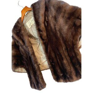 Vintage Maury Chalet Chicago Dark Mahogany Mink Fur Stole Wrap Pockets RD10386